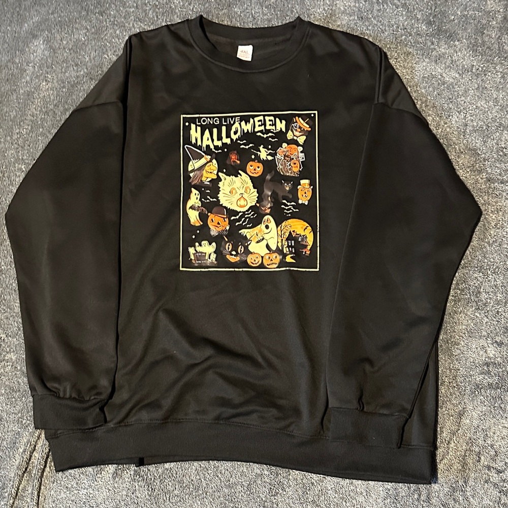 Halloween Graphic Black Crewneck Sweater